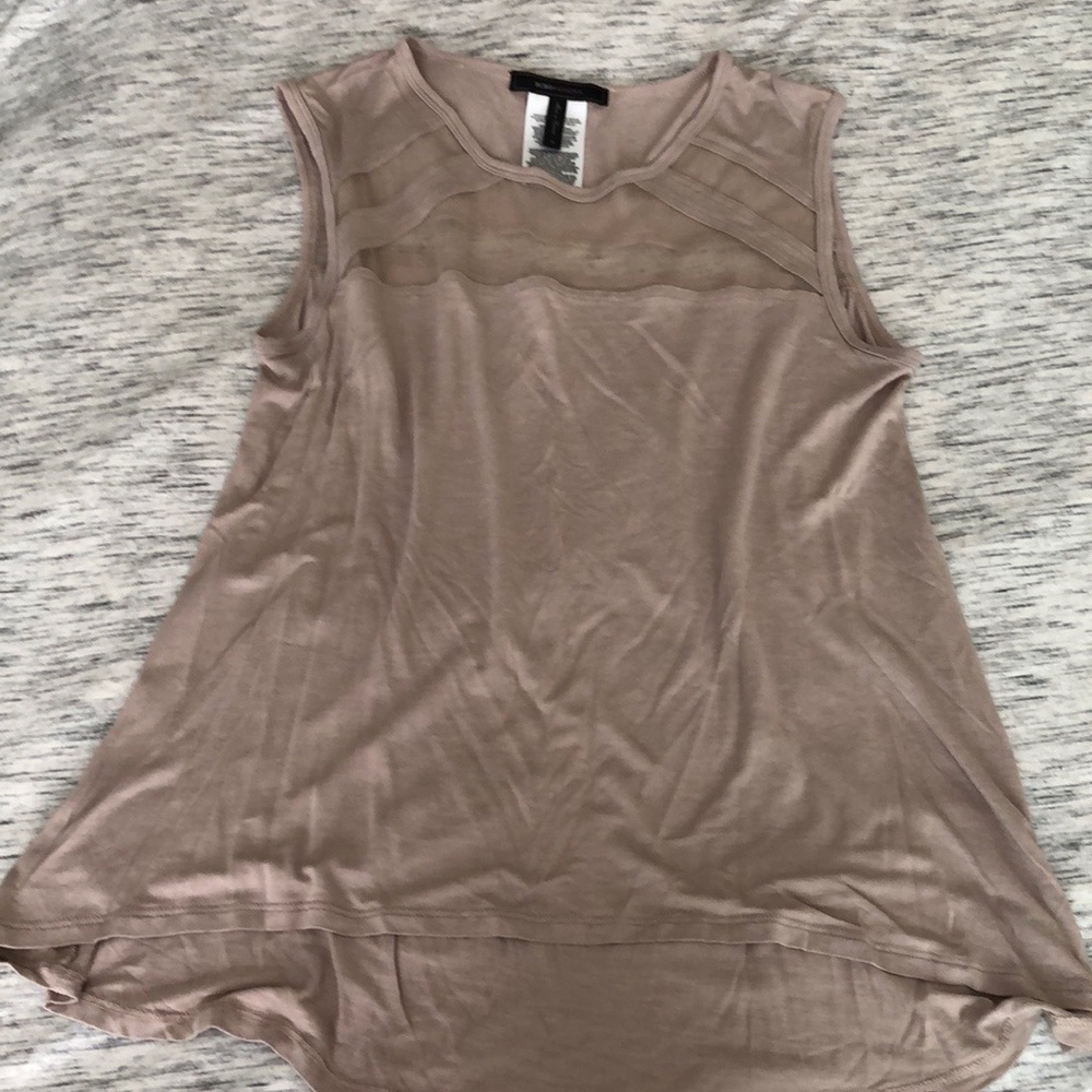 BCBGMaxazria beige sleeveless top. Size M.